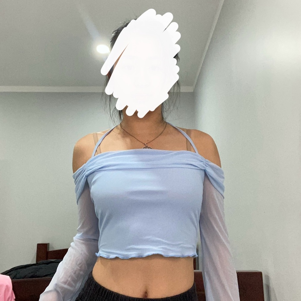 Light Blue Off-Shoulder Women's Top